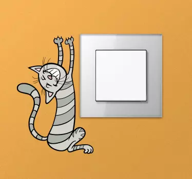 Lichtschalter Aufkleber graue lustige katze - TenStickers