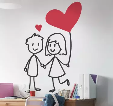 Liebe sticker glückliches paar mit herz - TenStickers