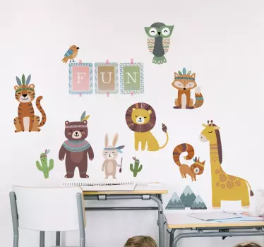 Lustige stammestierillustration wandkunst - TenStickers