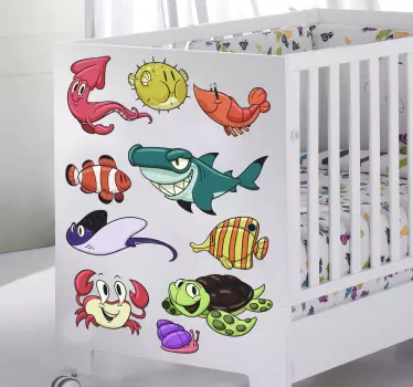 Meerestiere Set Wandtattoo - TenStickers