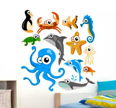 Meerestiere Comic Aufkleber - TenStickers