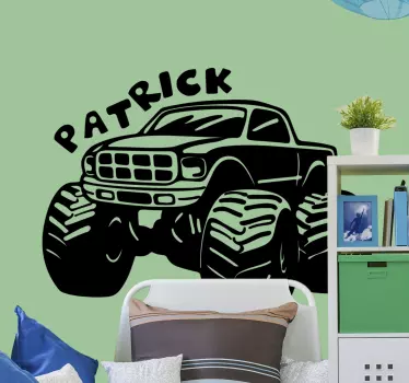 Monster truck mit Namen Wandtattoo Kinderzimmer - TenStickers