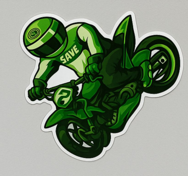Motorrad folie grüner fahrer spray - TenStickers