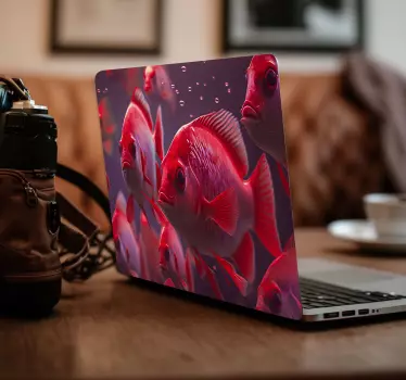 Laptop Aufkleber roter Fischtank - TenStickers