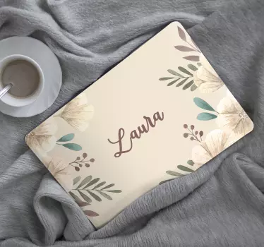 Schöne Blumen mit Namen Laptop Sticker - TenStickers
