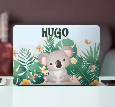 Notebook Aufkleber Süßer koala für jungen mit Namen - TenStickers