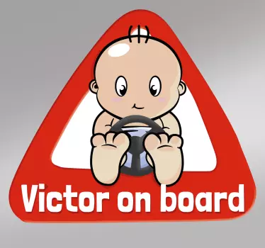 Lenkrad mit Namen Baby on Board Aufkleber - TenStickers