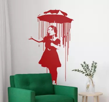 Wandtattoo Wohnzimmer Bankerin mit regenschirm - TenStickers