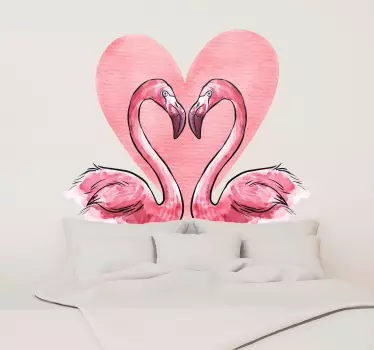 Wandtattoo Schlafzimmer Flamingo Herz Liebe Love - TenStickers