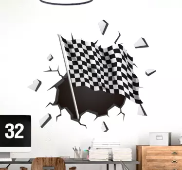 Wandtattoo Jugendzimmer Rennflagge - TenStickers
