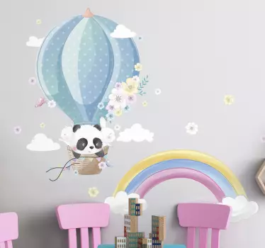 Panda im Heißluftballon Kinderzimmeraufkleber - TenStickers