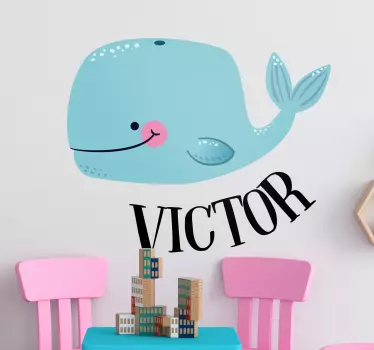 Personalisierbares glücklicher Wal Wandtattoo - TenStickers