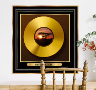 Personalisierter Goldplatte Musik Wandtattoo - TenStickers