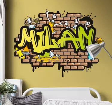 Personalisierte Sticker Backsteinmauer Graffiti - TenStickers
