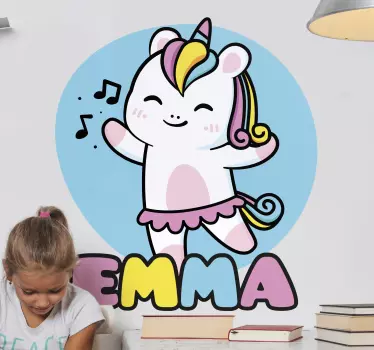 Personalisierte Sticker Ballerina einhorn - TenStickers