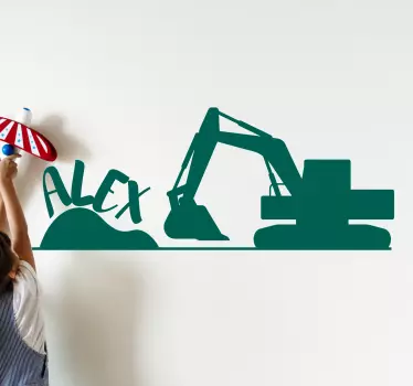 Personalisierte Sticker Baustelle mit personalisiertem Namen - TenStickers