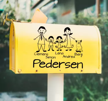 Aufkleber Briefkasten Familie Strichzeichnung - TenStickers