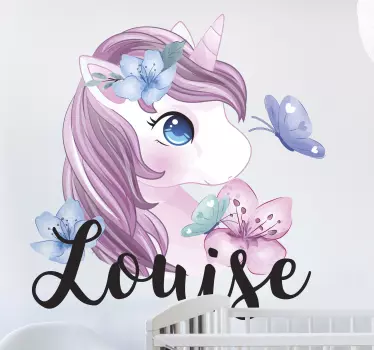 Sticker Einhorn und  Schmetterling Wandtattoo Kinderzimmer - TenStickers