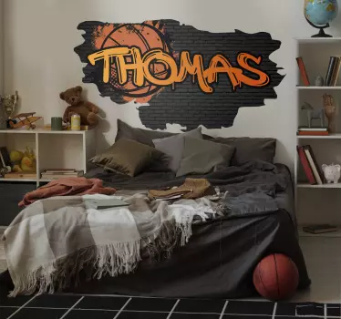 Basketball Graffiti mit Namen Wandtattoo Jugendzimmer - TenStickers