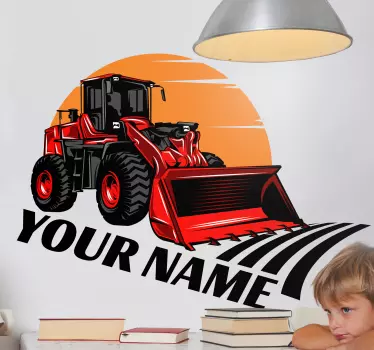 Personalisierte Sticker Roter traktor, großer name - TenStickers