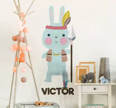 Personalisierter aufkleber mit indigenem kaninchen - TenStickers
