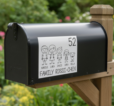 Personalisierter sticker familienbild für briefkasten - TenStickers