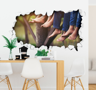 Wandtattoo Wohnzimmer gebrochene Wand Motiv - TenStickers