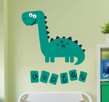 Personalisiertes Wandtattoo grinsender Dino - TenStickers