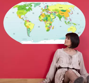 Politische Weltkarte Aufkleber - TenStickers