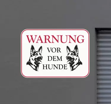Schäferhund Warnschild Aufkleber - TenStickers