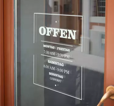 Schaufenster Aufkleber Öffnungszeiten - TenStickers