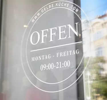 Öffnungszeiten Schaufenster Aufkleber Kreis - TenStickers