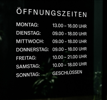 Schaufenster Folie Öffnungszeiten - TenStickers