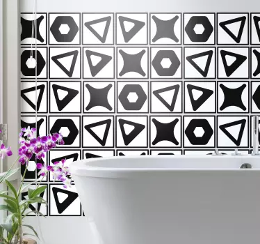 Schwarz-weiß Fliesen Aufkleber - TenStickers
