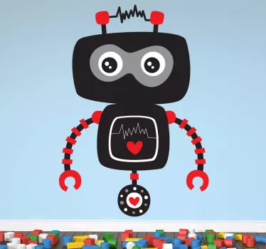 Schwarzer Roboter Aufkleber - TenStickers