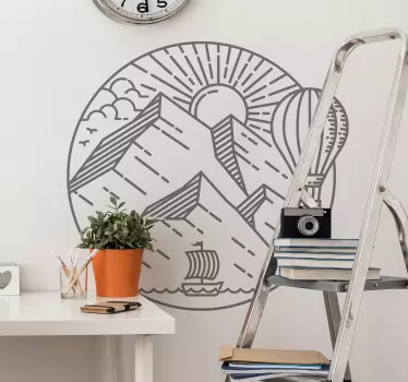 Sonne und berge nordischer stil wandaufkleber - TenStickers