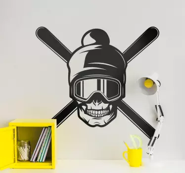 Wandtattoo Sport Totenkopf mit gekreuzten Ski - TenStickers