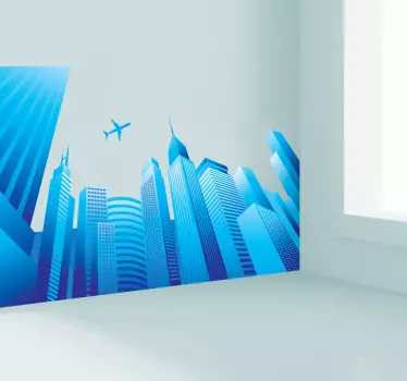 Stadt mit Flugzeug Aufkleber - TenStickers