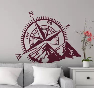 Sticker Natur Berg mit kompass - TenStickers