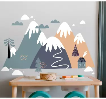 Wandtattoo Kinderzimmer gezeichnete Berglandschaft - TenStickers