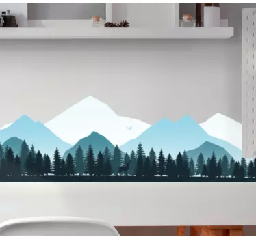 Sticker Natur Silhouette berg mit bäumen - TenStickers