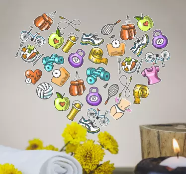 Sticker sport herz fitness kollektion - TenStickers