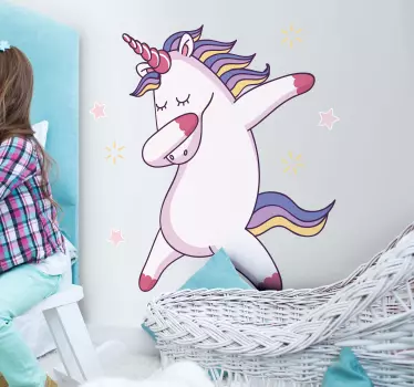 Tanzen lustige Einhorn Illustration Wandtattoo - TenStickers