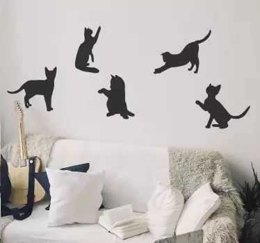 Tanzende katzen wandtattoo - TenStickers