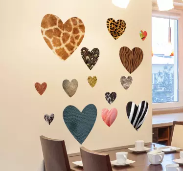 Pack von 14 Tier Print Herz Sticker - TenStickers