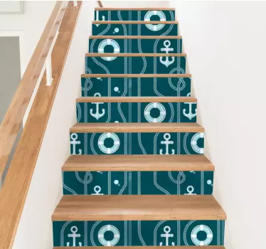 Treppenaufkleber mit maritimem anker-motiv - TenStickers
