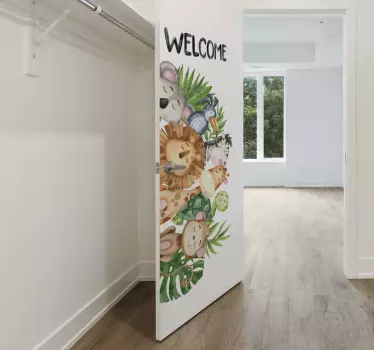 Lukende Dschungeltiere kreativer Türaufkleber - TenStickers