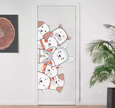 Türfolie selbstklebend Hunde schauen heraus - TenStickers