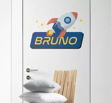Türfolie selbstklebend Personalisierter Name Rakete - TenStickers