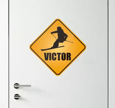 Wandtattoo Jugendzimmer Ski Silhouette Schild - TenStickers